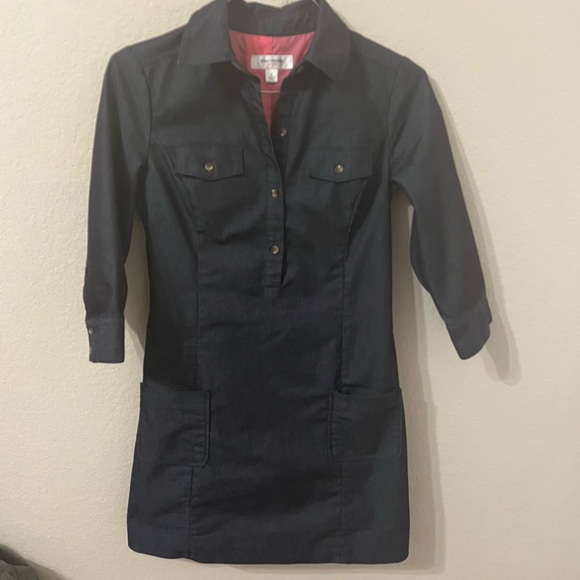 ISAAC MIZRAHI FOR TARGET **SIZE 4** DARK WASH DENIM SHIRT DRESS POCKETS Neutral - Picture 2 of 7